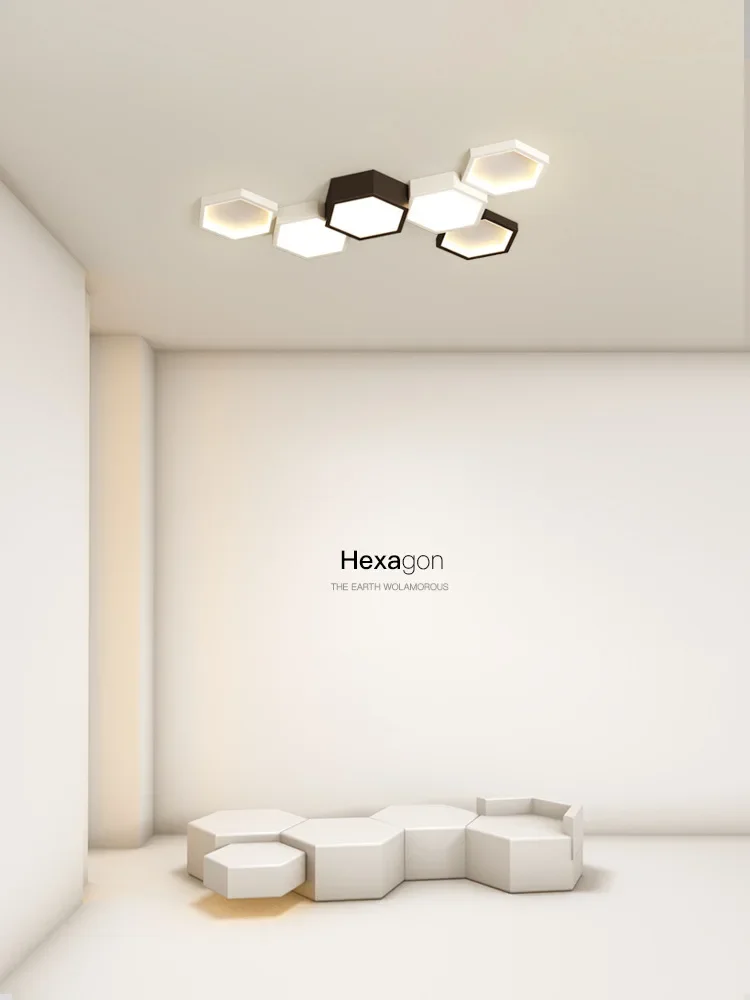 Nordic minimalista honeycomb forma LED luz do teto, sala de lâmpada, arte criativa, luz inteligente, quarto luz