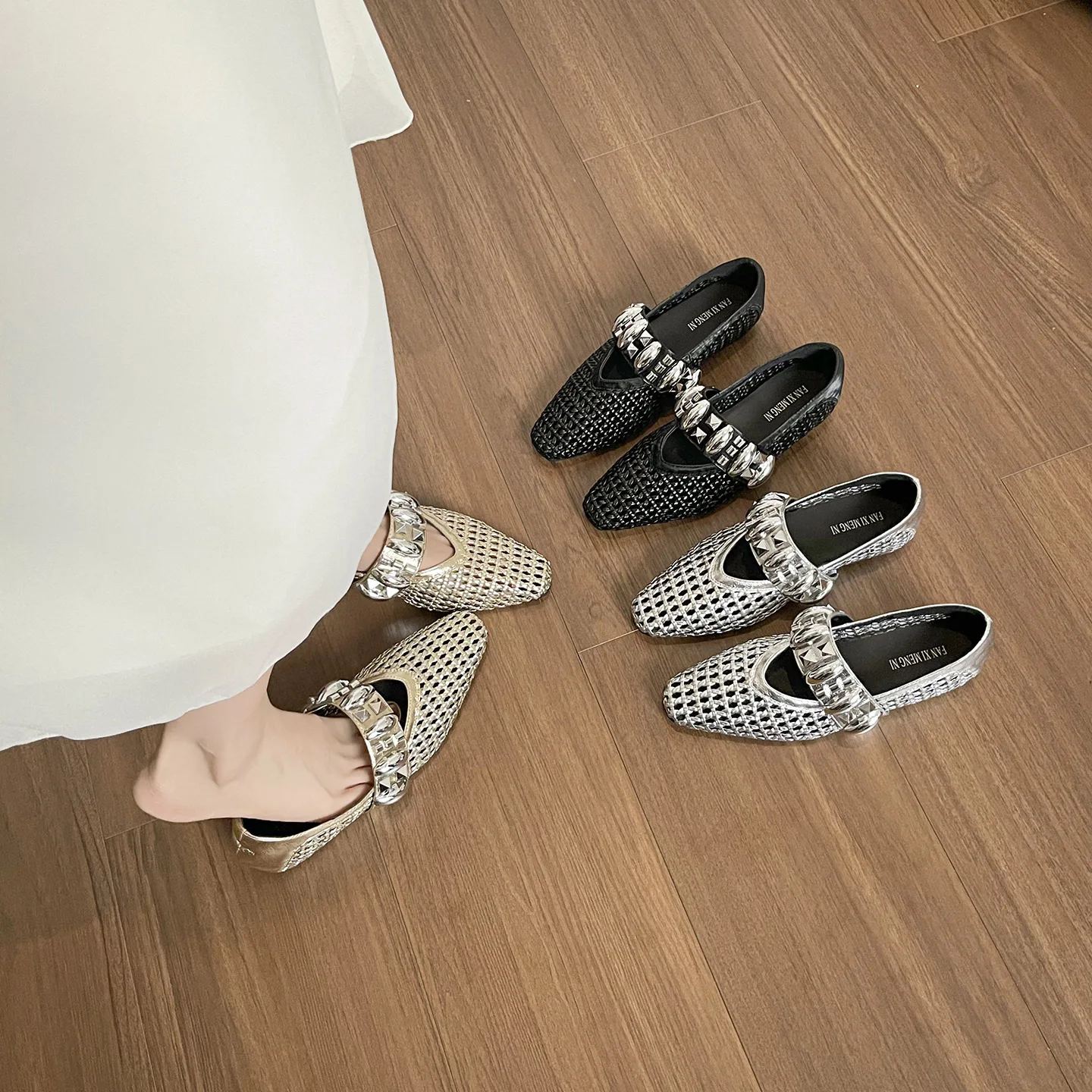 

Женские тканые туфли на плоской подошве с полым дизайном, женская обувь в стиле Мэри Джейн, уличные лоферы с неглубоким носком, удобная модная обувь