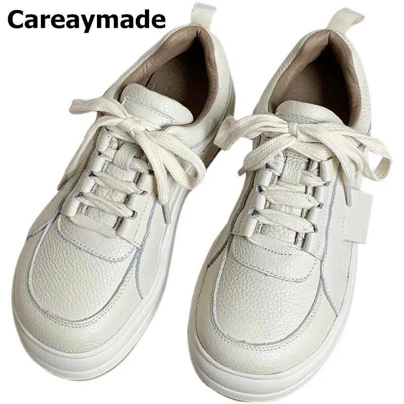 Careaymade-scarpe da donna in vera pelle con suola spessa piccole scarpe bianche scarpe sportive da donna moda versatili piccole scarpe casual