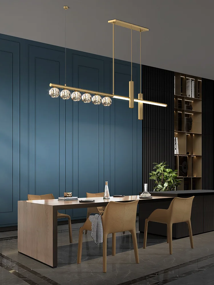 

All Copper Dining Room Lamp Pendant Lamp Light Luxury Lamp Modern Simple Dining Room Table Bar Taipei European Minimalist Long