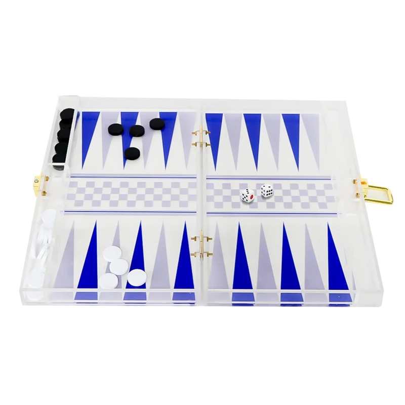 

Backgammon Board Game Travel Set Portable Strategy Board Game Playing Dices Cups