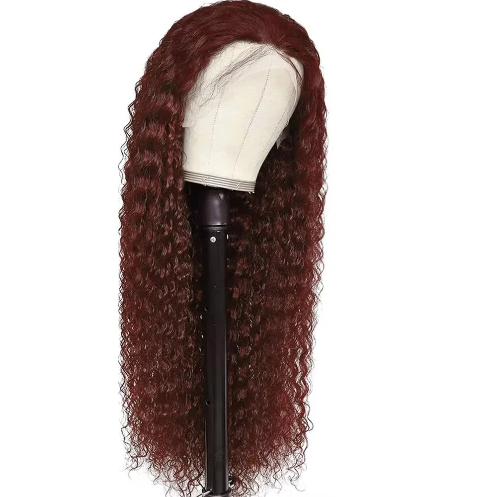 カーリー人毛ウィッグ赤茶色水波事前摘み取られた 13 × 6 HD レース前頭人毛ウィッグ女性のためのウィッグ販売クリアランス