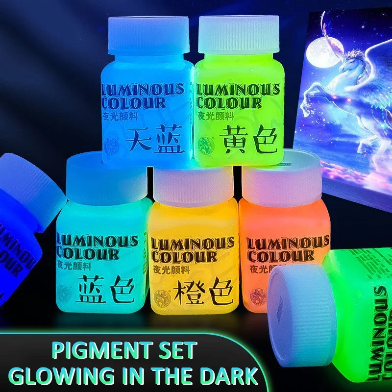 Acrylic Paint Bottle Set 58ml Glow In Dark Hand-painted Graffiti DIY Bag Shoes Clothing Nightglow Painting Pigment Art Supplies