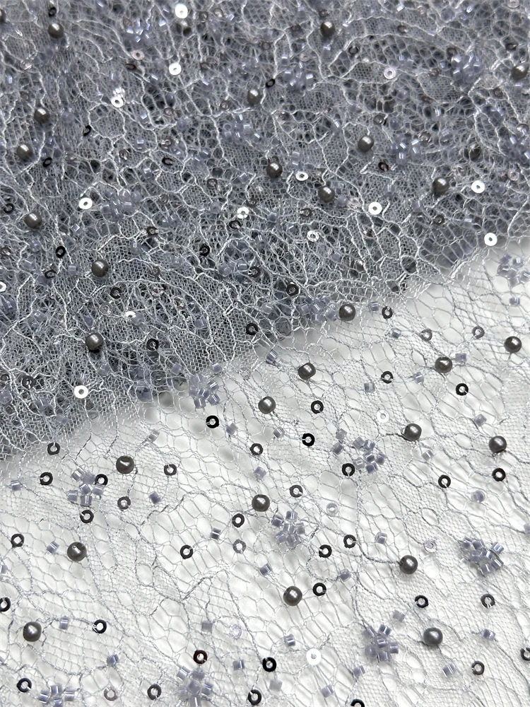 2026 Luxury French African Handmade Embroidery Lace Beads Lace High Quality Nigerian Sequin Lace Fabric For Wedding Dress