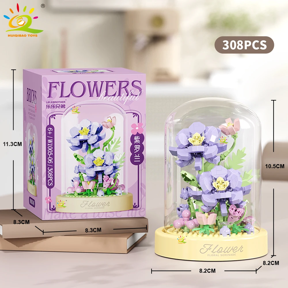 HUIQIBAO MOC Bloemendisplay Box Micro Bouwsteen MOC Mini Bloem Mini Diamant Model Baksteen Speelgoed voor Kinderen Bureau Decoratie