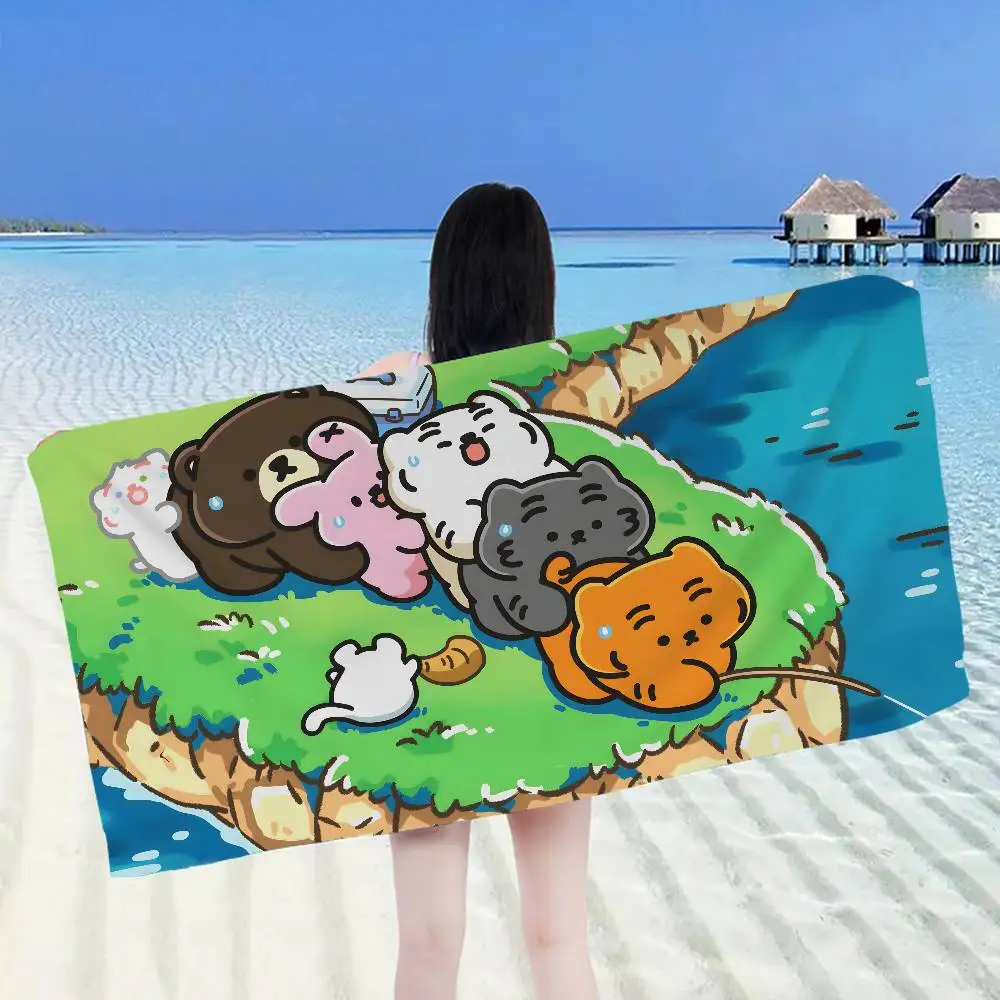 kawaii cute M-MUZIKS T-TIGERS Microfiber Printed Beach Towel Mountain Climbing Yoga Beach Swimming Running Absorbent Soft Towel