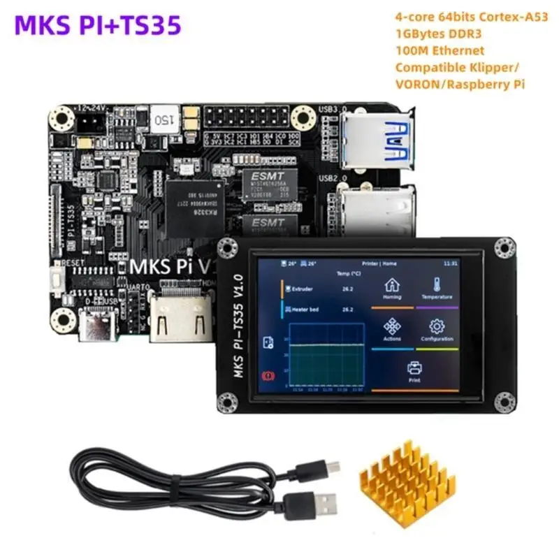 

Y1UB MKS V1.1 Control Board 3D Printer Controller 64bit Quad-core Cortex-A53 PI-TS35 Display Klipper Screen for Voron