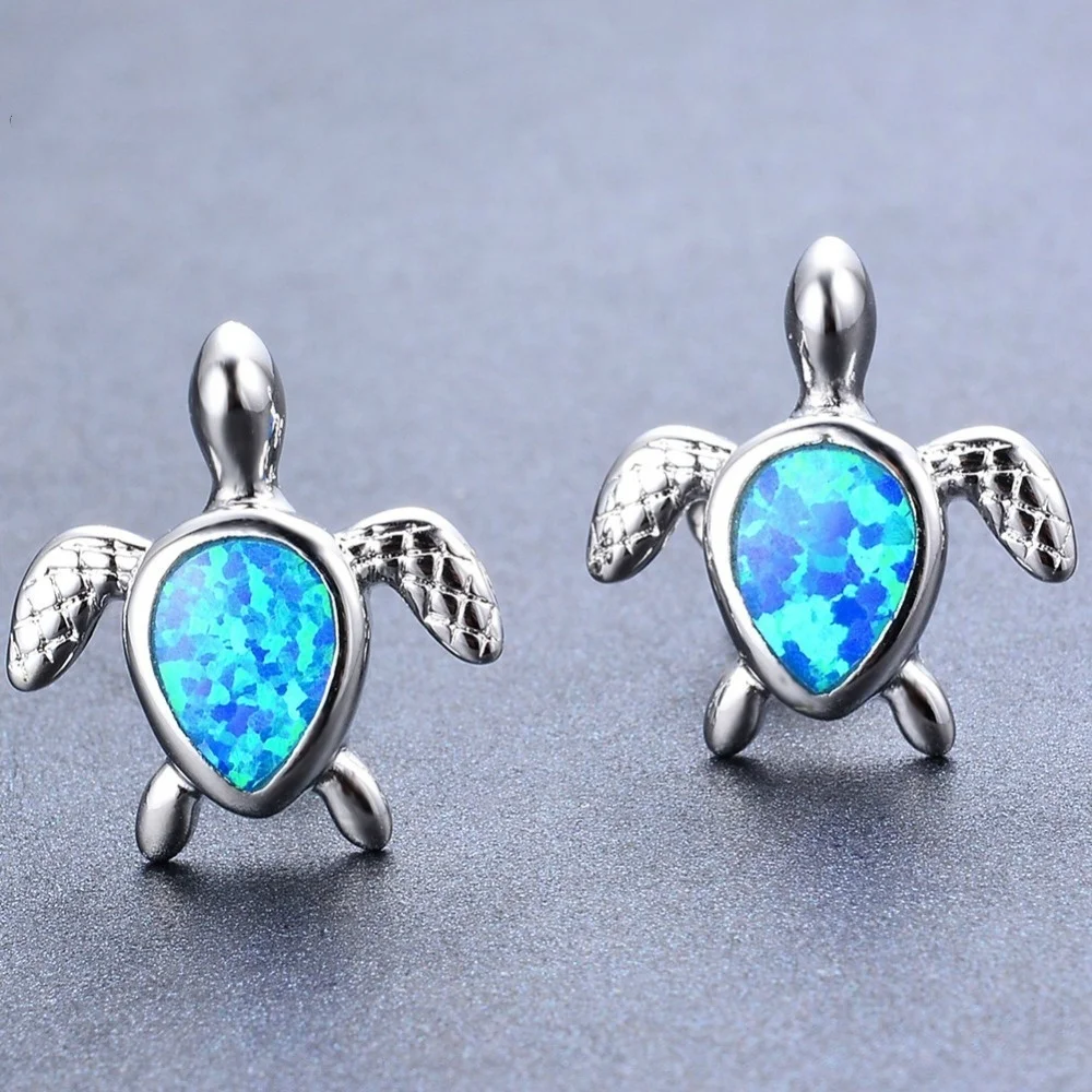 2024 Cute Turtle Imitatition Fire Opal Stud Earrings For Women Accessories Statement Wedding Jewelry Gift Fashion Women Earrings