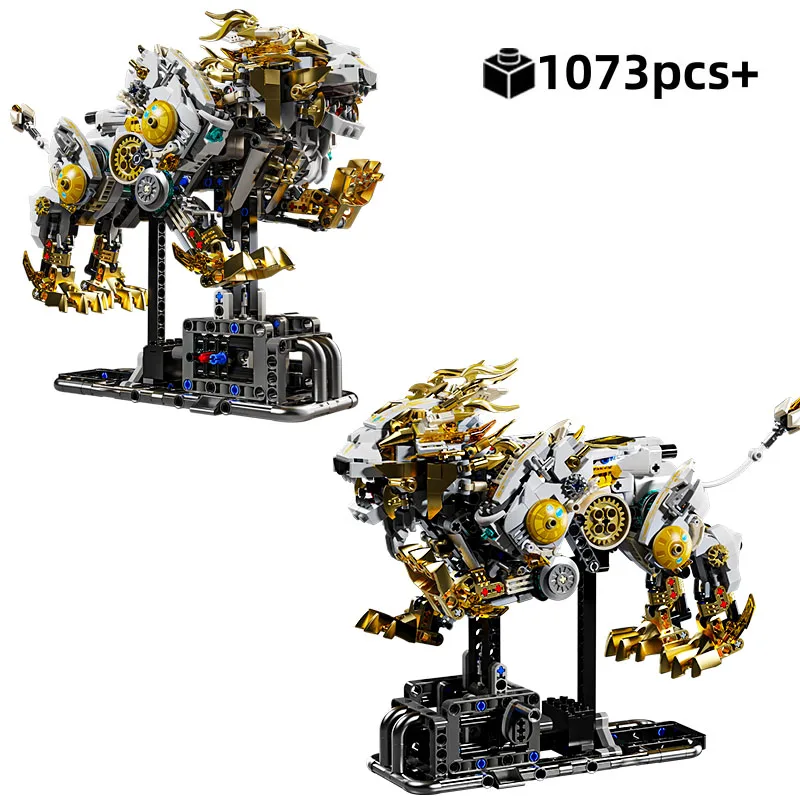

Creative Back To School Gifts Mechanical Lion Animal Model Building Blocks MOC Educational STEM DIY Assembly Toy for Kids