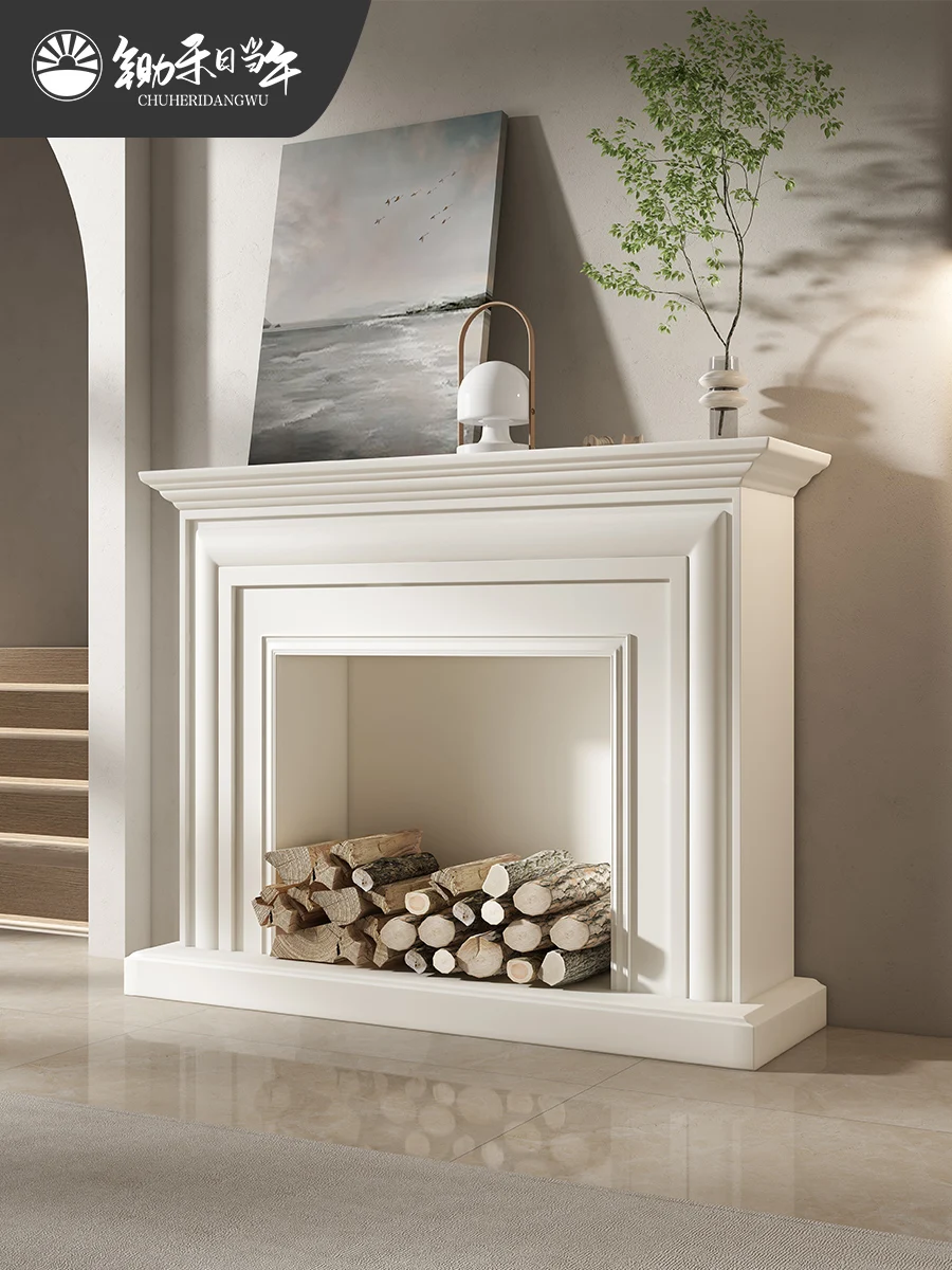 Modern minimalist fireplace wood decorative cabinet Italian grade simple wall stove frame