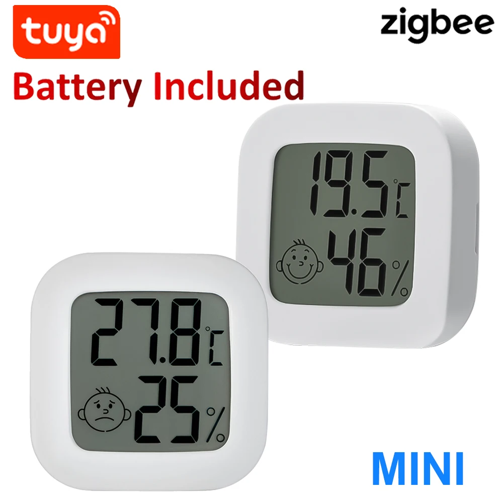 Tuya Smart Zigbee Temperature And Humidity Detector Sensor APP Real Time Monitoring LCD Screen Diaplay Works With Zigbee2mqtt Ho