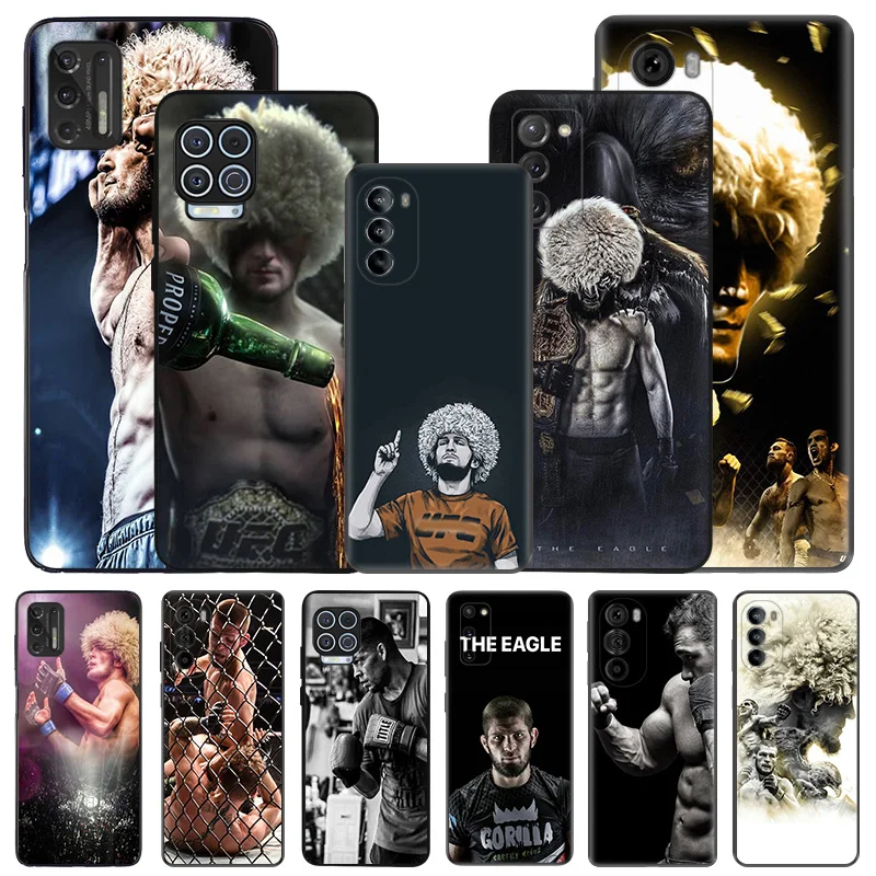 Soft Phone Cases For Motorola G53 G73 G9 G50 G51 G60 G71 G22 G32 G52 G72 Edge40 20 30 kHabib Nurmagomedov Black Matte Cover