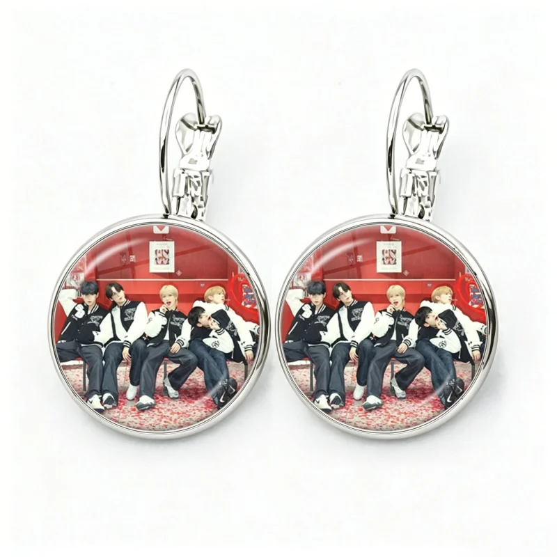 The Star Chapter Album Cover Glass Cabochon Funny Boys Band TXT French Hook Earrings Drop Earrings Jewelry Accessories Gifts