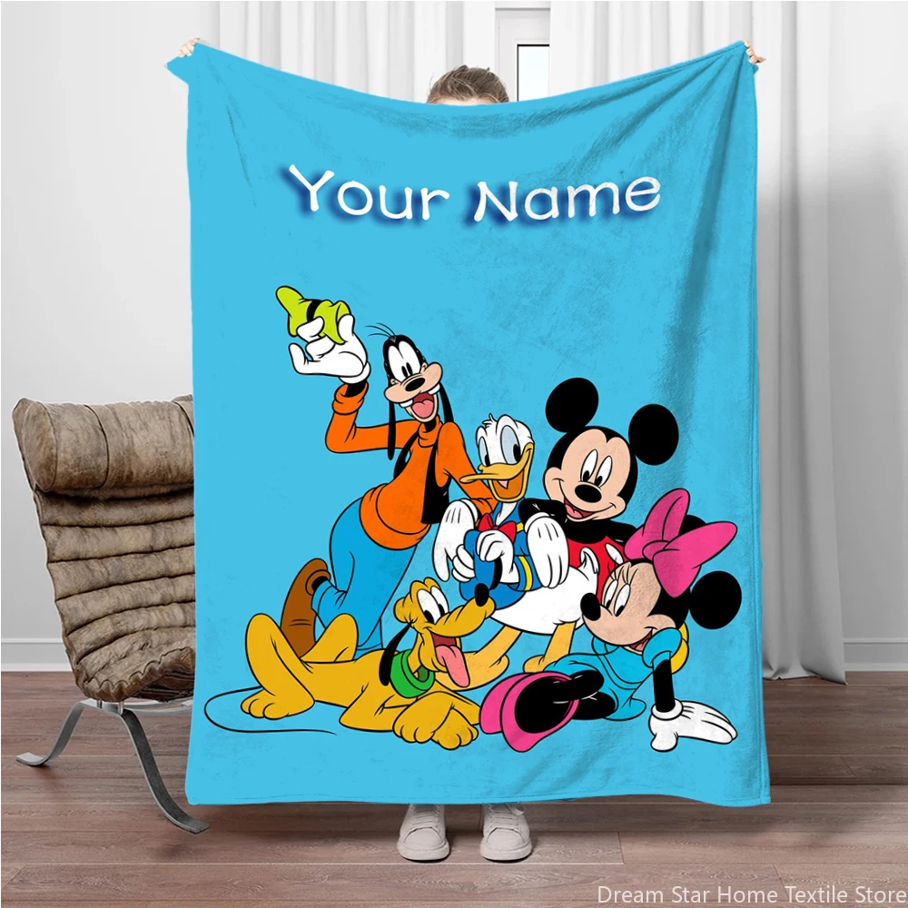 

Custom Name Personalized Blanket Mickey Mouse and Friends Kids Bed Blanket Soft Fluffy Warm Throw Quilt Blanket for Sofa Bedroom