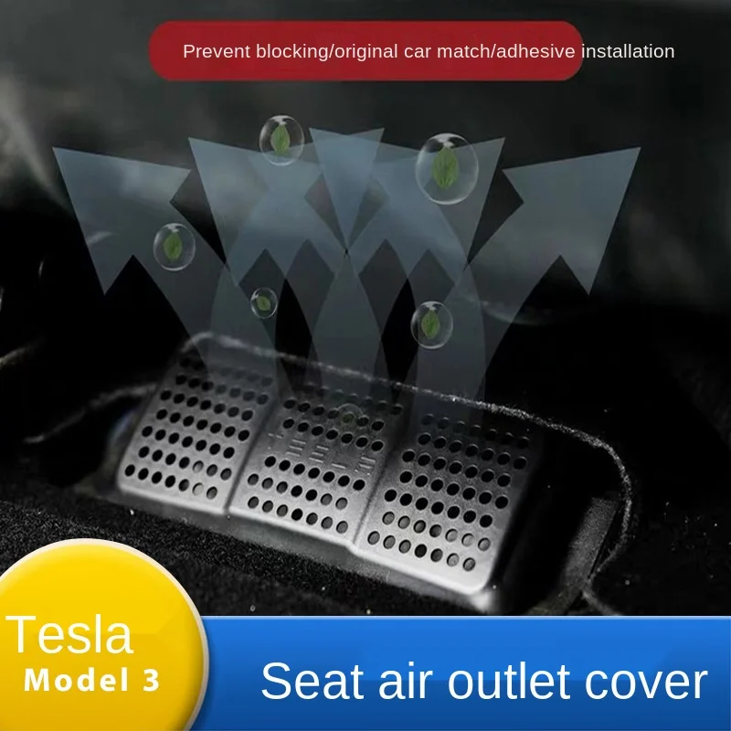 

2pcs Car Air Outlet Cover for Tesla Model 3 2017~2023 Under Seat Air Vent Anti-blocking Dust Cover