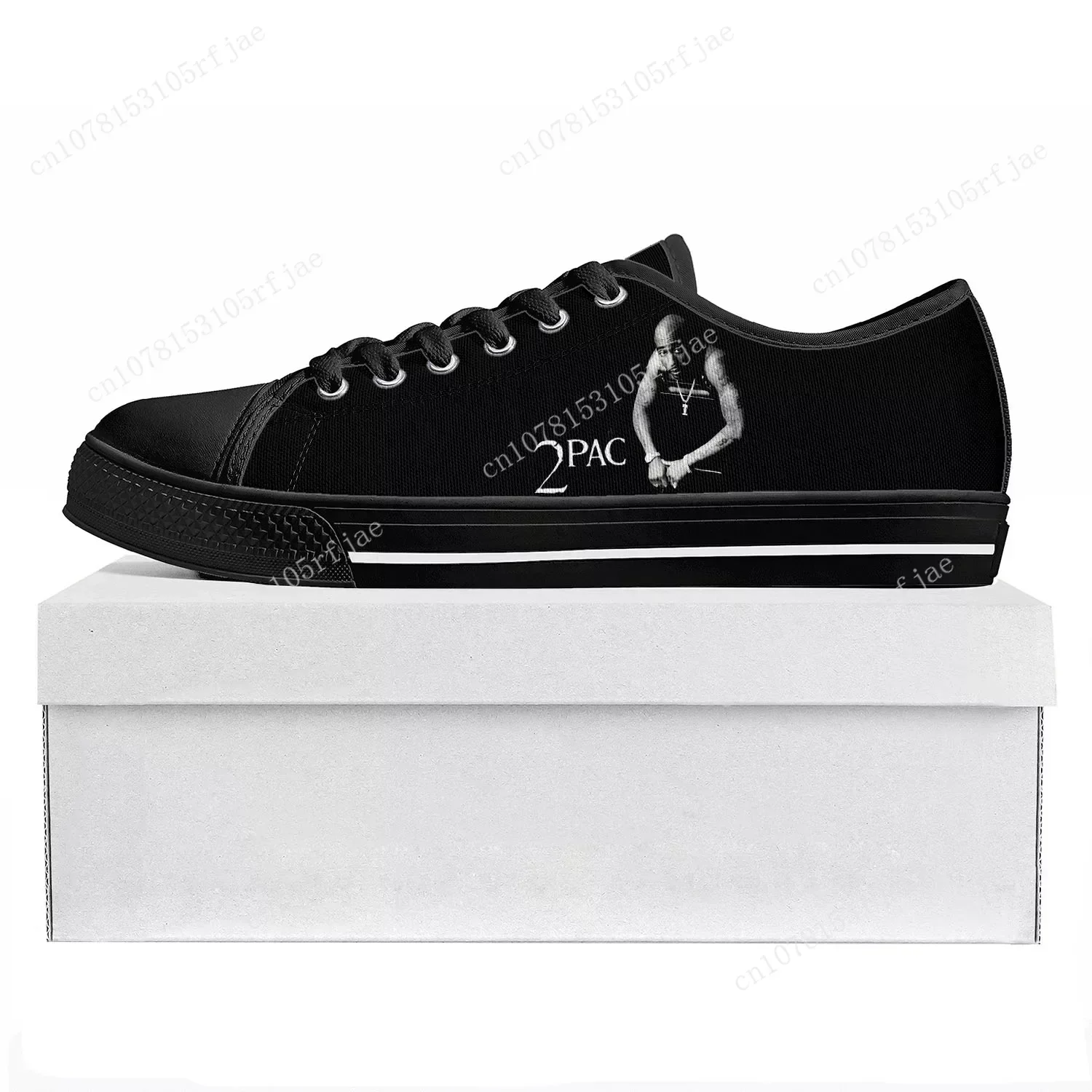 2Pac Hip Hop Rapper Tupac Pop Low Top Sneakers Mens Womens Teenager Canvas Sneaker Couple Shoes Custom Shoe Black