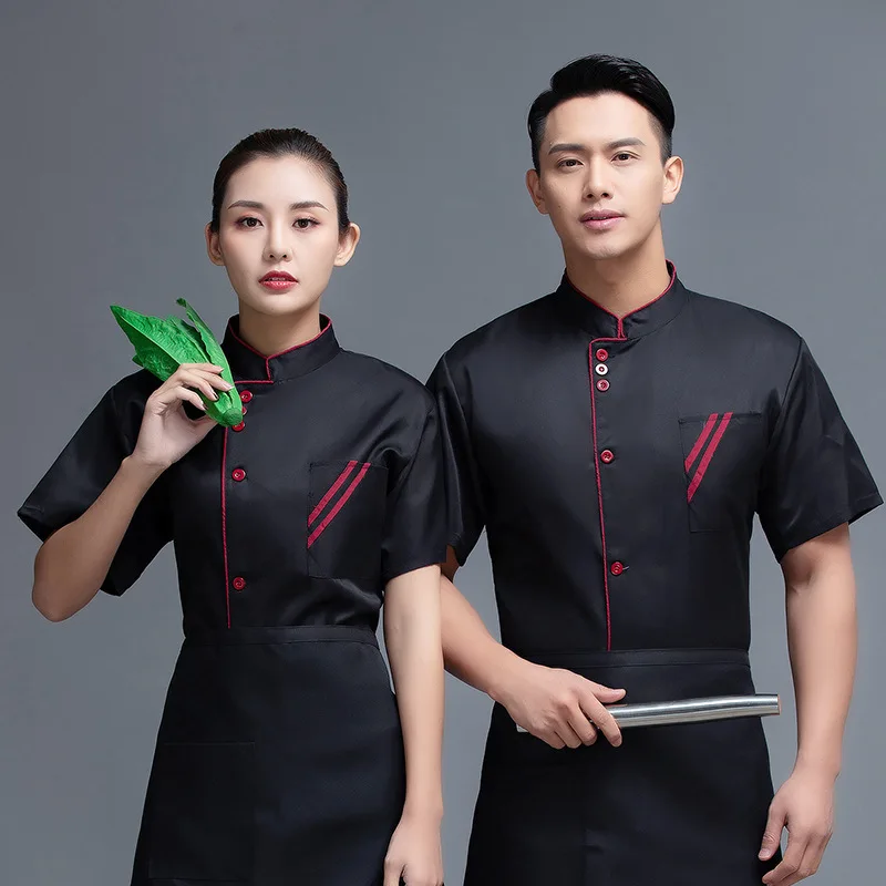 Summer Breathable Chef Uniform Work Uniform Men Women Embroidery Name Print Logo Shirt Jacket Bread Restaurant Cake Shop Kitchen