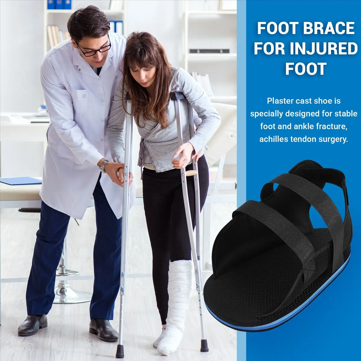Efficient- Post Op Shoe Foot Fracture Support Shoes Walking Shoe for Foot Injuries Stable Ankle Joints Recovery Pain Relief M