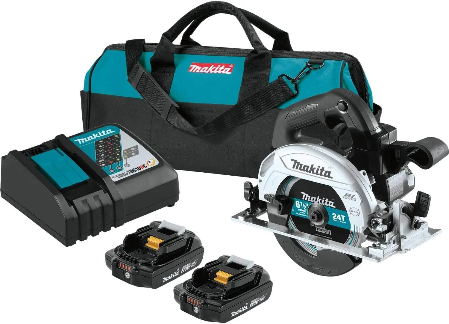 

Makita XSH04RB 18V LXT®Литий-ионный компактный бесщеточный беспроводной комплект циркулярной пилы 6-1/2 дюймов (Ач)