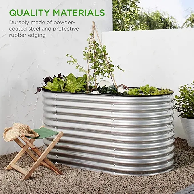 2026 new 8-inch high 2-in-1 metal raised garden bed outdoor vegetable flower bed stock pot herb box flower pot
