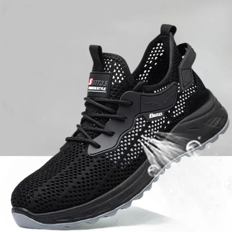 large size men's casual breathable steel toe caps work safety shoes summer tooling security boots outdoors worker safe footwear