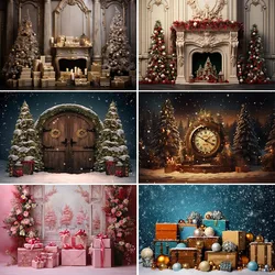 Beenle Christmas Background for Photography Santa Gift Window Fireplace Xmas Tree Family Party Decor Portrait Photocall Backdrop