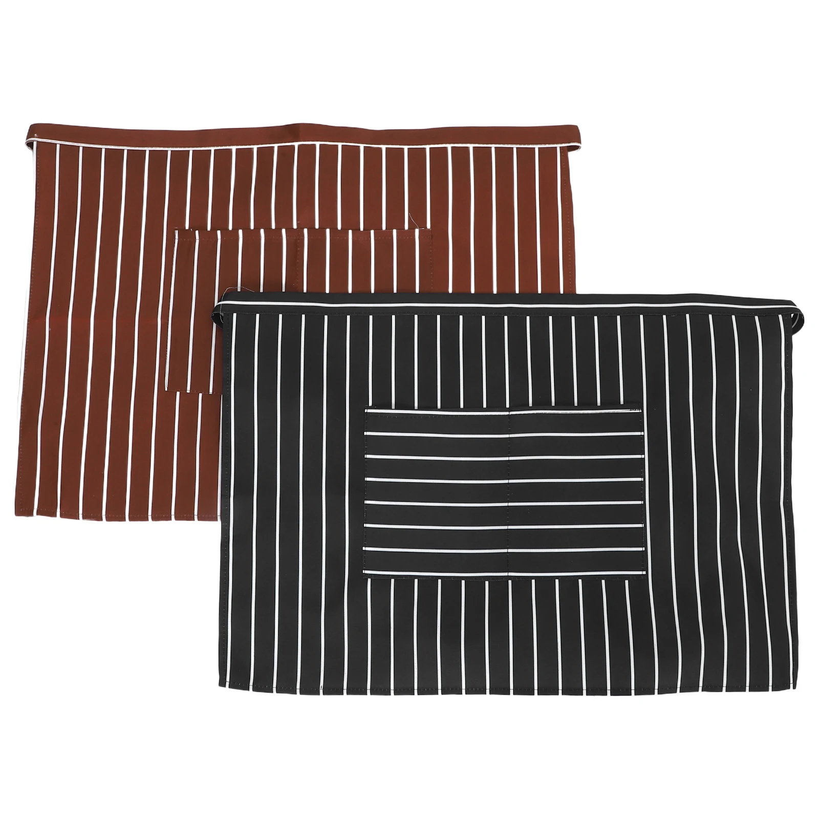 Grembiule da cameriera con tasche, 2 pezzi - Elegante grembiule a righe per camerieri, baristi, lavoratori del fast food, servizio in cucina, pasticceria