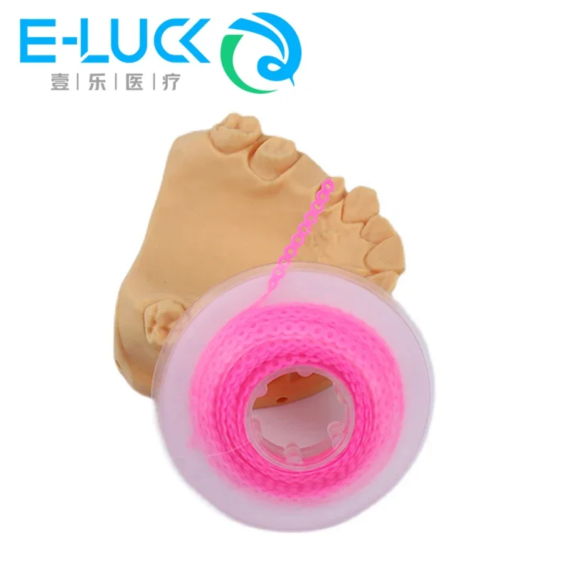 1 Roll Dental Orthodontic Power Chain Continuous Type Rubber Band Elastic Chain Short Closed Elastic Super Power Chain