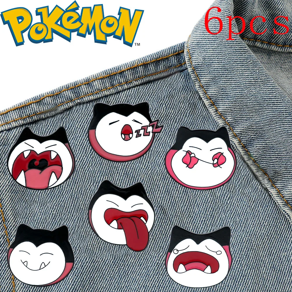 1set Snorlax Series Enamel Pins Pokemon Cartoon Brooch Metal Lapel Badges Applicable To Clothes Backpack Pin Jewelry Accessories