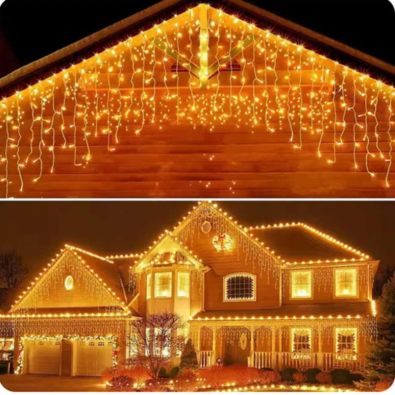 Led Icicle String Lights 5M Street Garland On The House 8 Modes Christmas Lights Outdoor For New Year Christmas Decoration