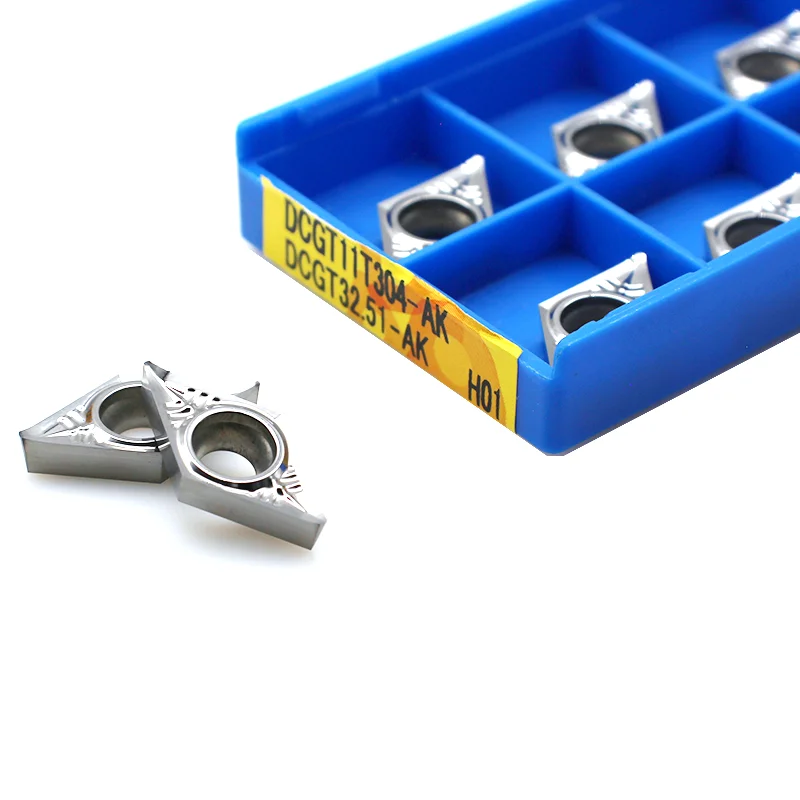 10 stücke DCGT070202 DCGT070204 DCGT070208 DCGT11T302 DCGT11T304 AK H01 Hartmetall Einsätze CNC Drehmaschine Cutter Drehen Werkzeug für Aluminium