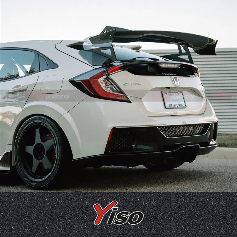 Per Civic TypeR FK8 FK7 Hatchback cucchiaio-stile in fibra di carbonio vetro GT spoiler corpo kit per FK8 tipo R cucchiaio ala splitter da corsa