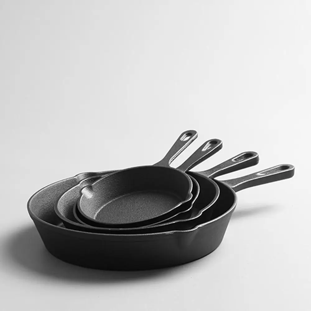 Uncoated Nonstick Frying Pan Signature Teardrop Handle Cast Iron Small Omelette Pan Multi-size Heat-Resistant Saute Pot Kitchen - Image 5