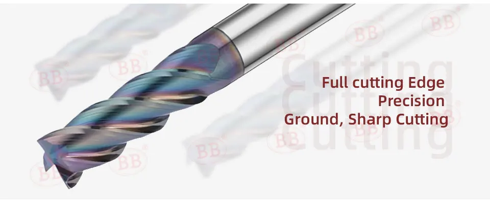 BB Flachschaftfräser für Kupfer, Messing, CNC-Bearbeitungswerkzeug, 4F-Nuten, Eckradius 1 mm, 4 mm, 6 mm, 8 mm, 10 mm, 12 mm, BC TONG-Serie – Detail 7