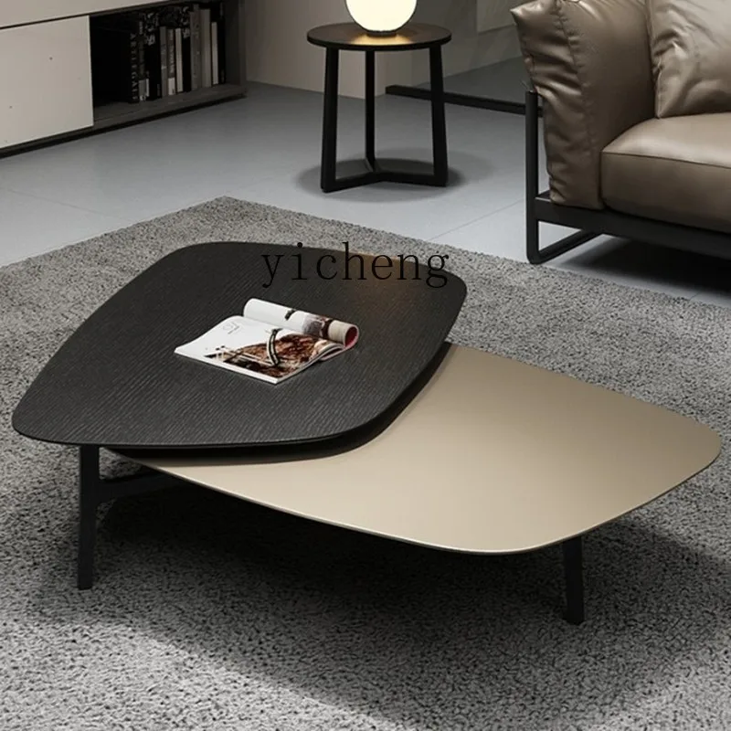 ZC Coffee Table Creative Living Room Tea Table Combination Modern Simple Oval Solid Wood Coffee Conference Table