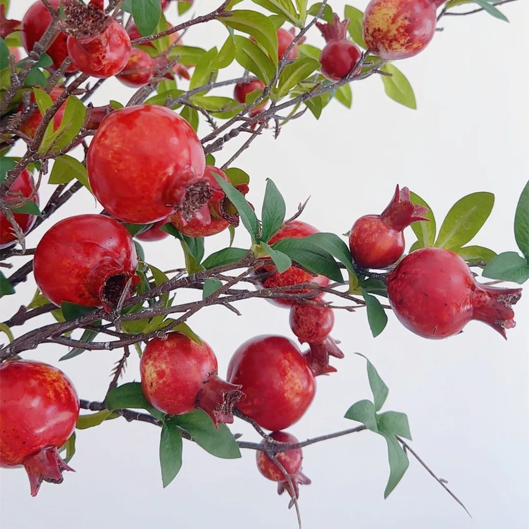 6 قطعة/الوحدة نابض بالحياة 6-الفواكه الرمان فرع طويل الزهور الاصطناعية لحفل الزفاف قوس إكليل الديكور المنزل النباتات وهمية