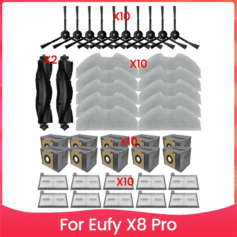 

A7THK-для Eufy X8 Pro робот-пылесос, аксессуары, запасные части, основная щетка, боковая щетка, фильтр, швабра, тканевый мешок для пыли