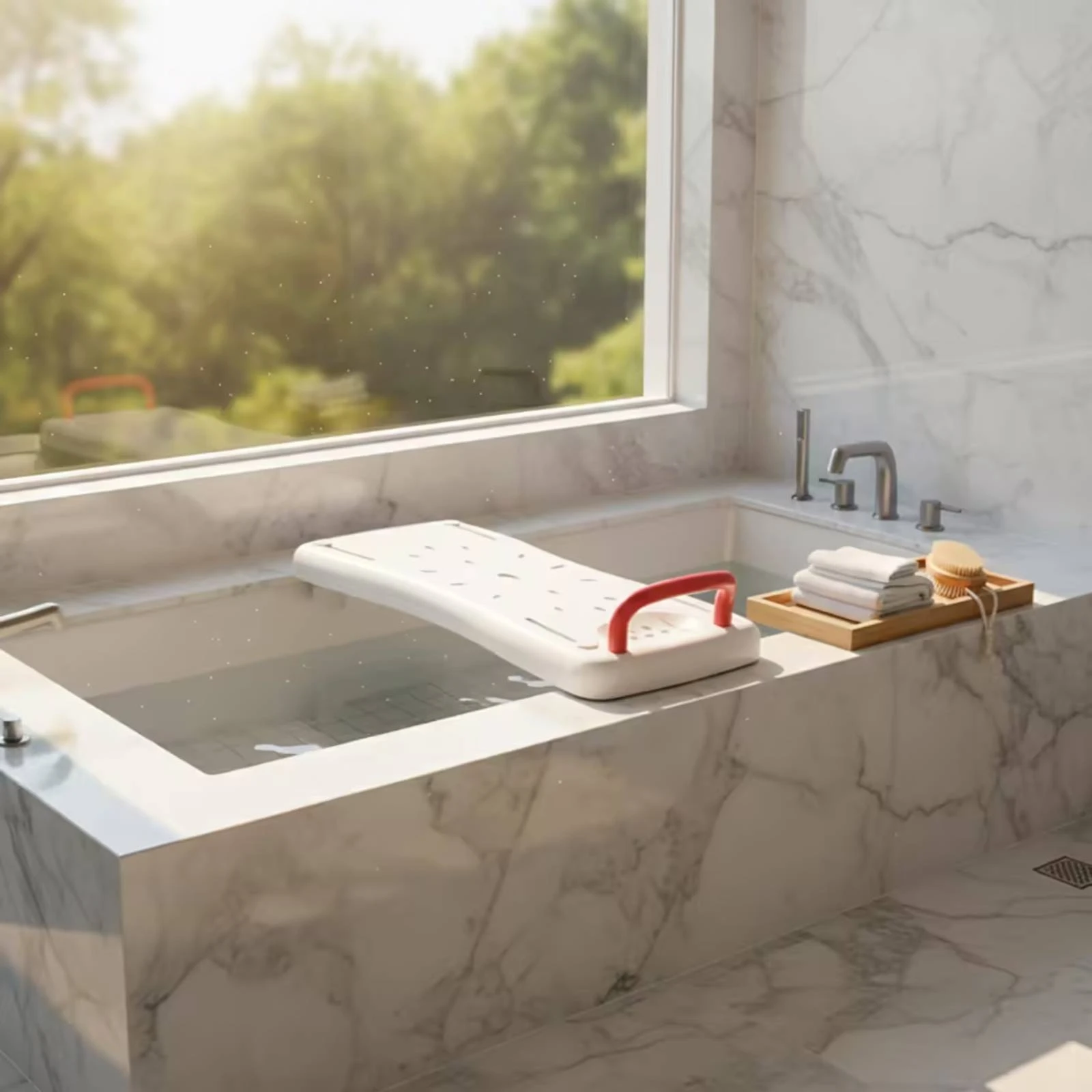 Bathtub Seat Board Plastic Bath Board with Handle Bathtub Seat with Handle Portable Tub Transfer Bench Safe for Elderly, Shower