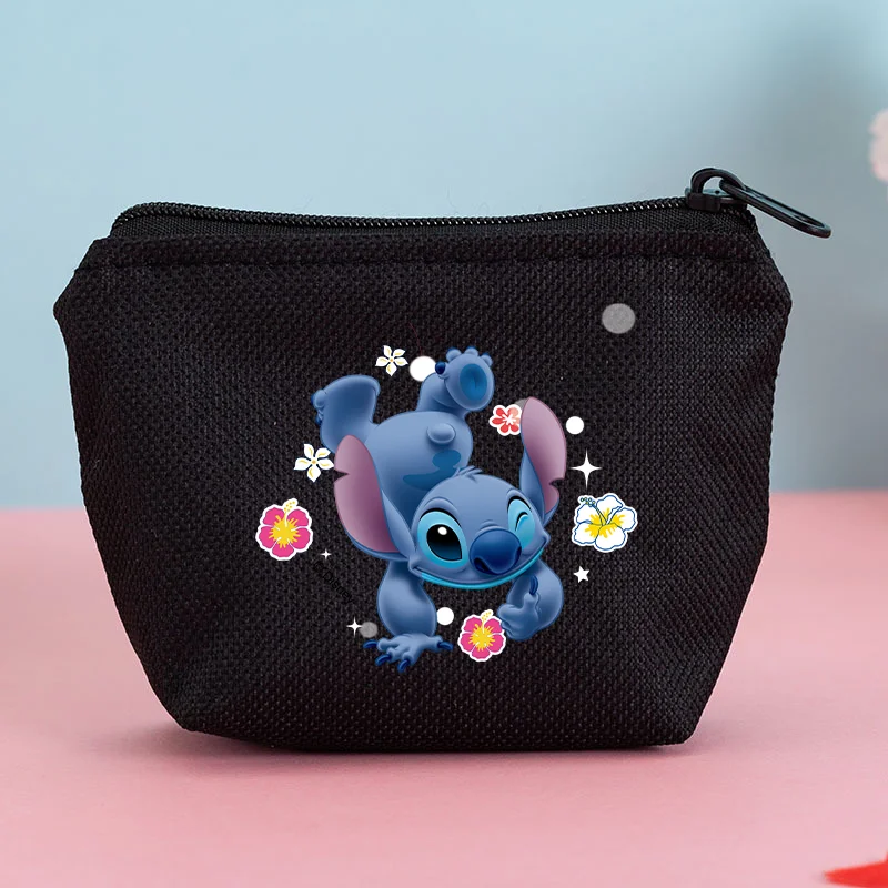 Monederos con diseño de Stitch de Disney, monedero pequeño de lona fresco para mujer y niña, bolsa de almacenamiento de dinero con llave y moneda, regalo para chico