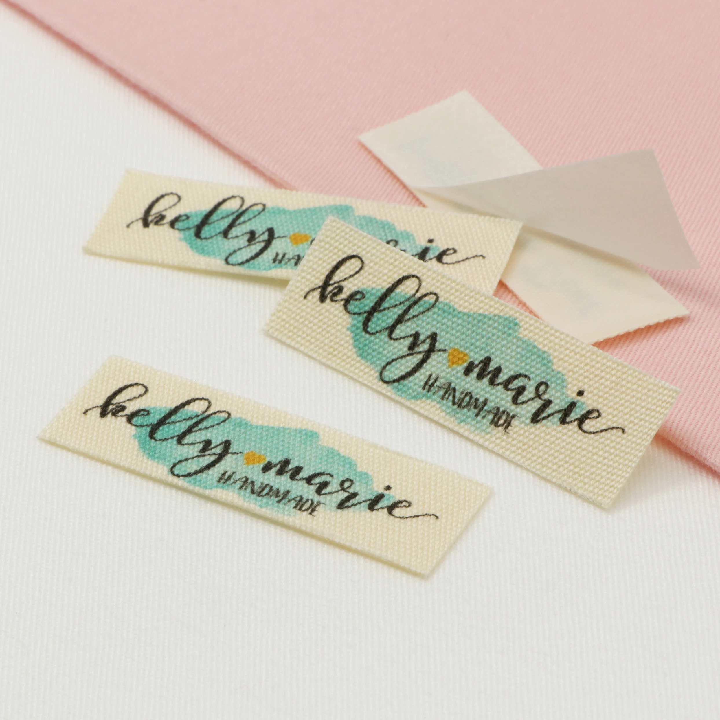 Custom logo labels, Name iron on label, Custom Clothing tags,  Organic Cotton Labels(a36)