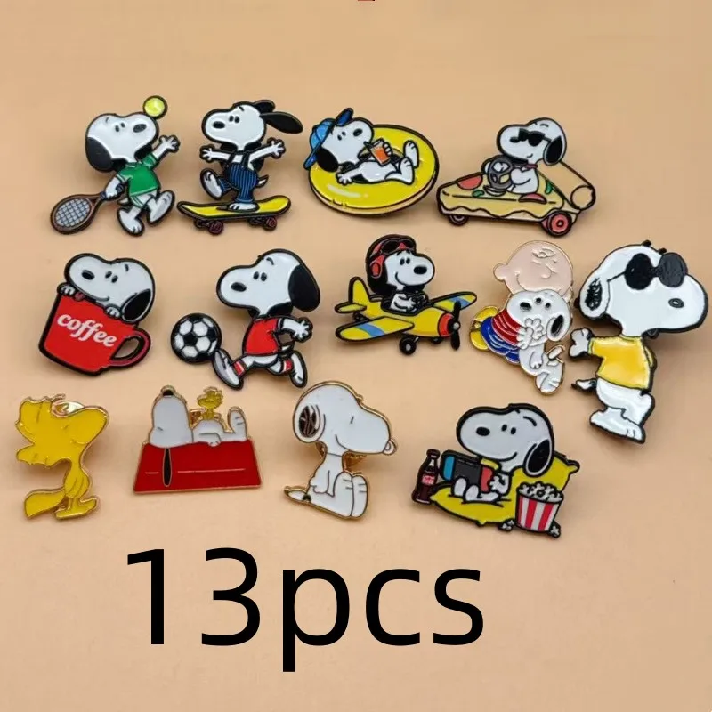 13pcs // Cartoon White Puppy Dogs Enameled Brooches Cute Animal Lapel Pins Fashion Jewelry Accessories Set Gift for Friends