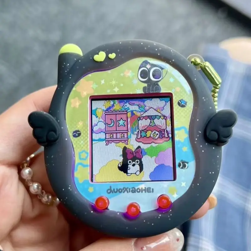 

Защитный чехол Tamagotchi Uni, силиконовый чехол, черный полупрозрачный блестящий мультяшный стиль, милый Luo Xiaohei, лицензированный IP совместный бренд