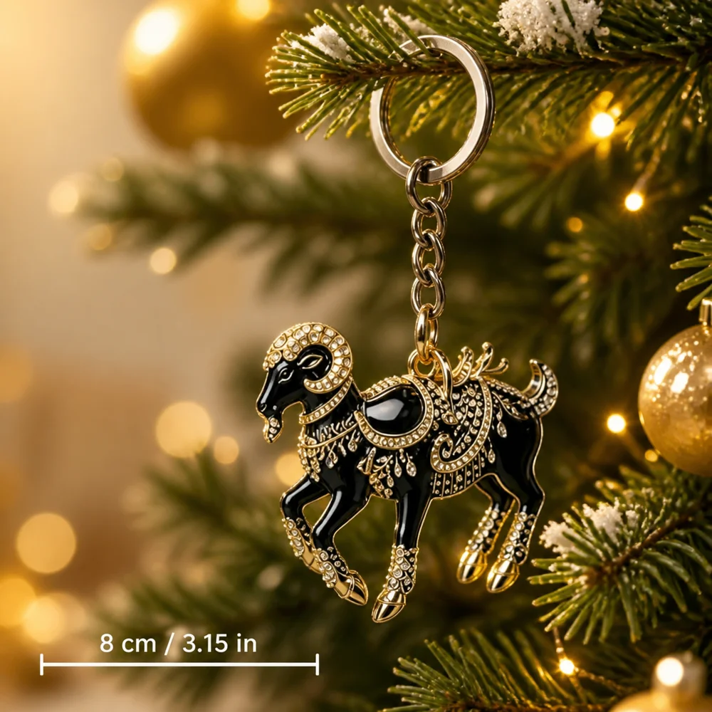 New Year Gift 2D Design Goat Keychain Acrylic Running Goat Goat Bag Charm Ornate Decorative Goat Key Ring Backpack Decoration