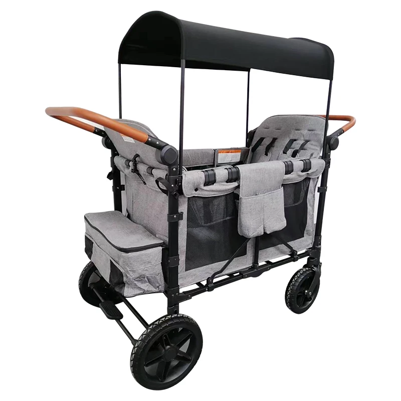 

Hot Selling Style Double Handle Baby Stroller Foldable Large Space Four Seat Breathable Baby Wagon