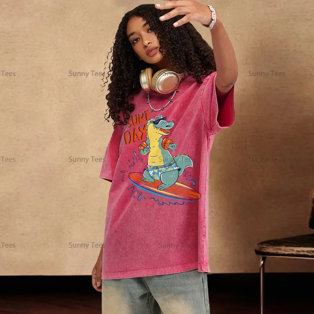 

Women's Summer T-Shirt Cotton Y2k Sure Day Skateboard Surfing Print Oversized Top High Quality Gothic Streetwear Tee Clothes
