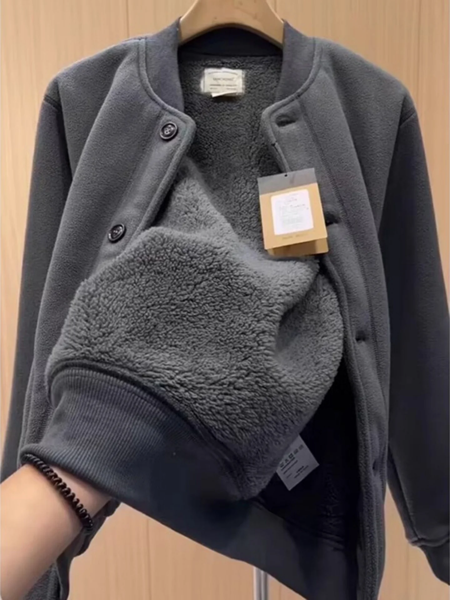 

Мужская утепленная куртка-бомбер из овечьего флиса, зимняя теплая повседневная модная верхняя одежда с флисовой подкладкой