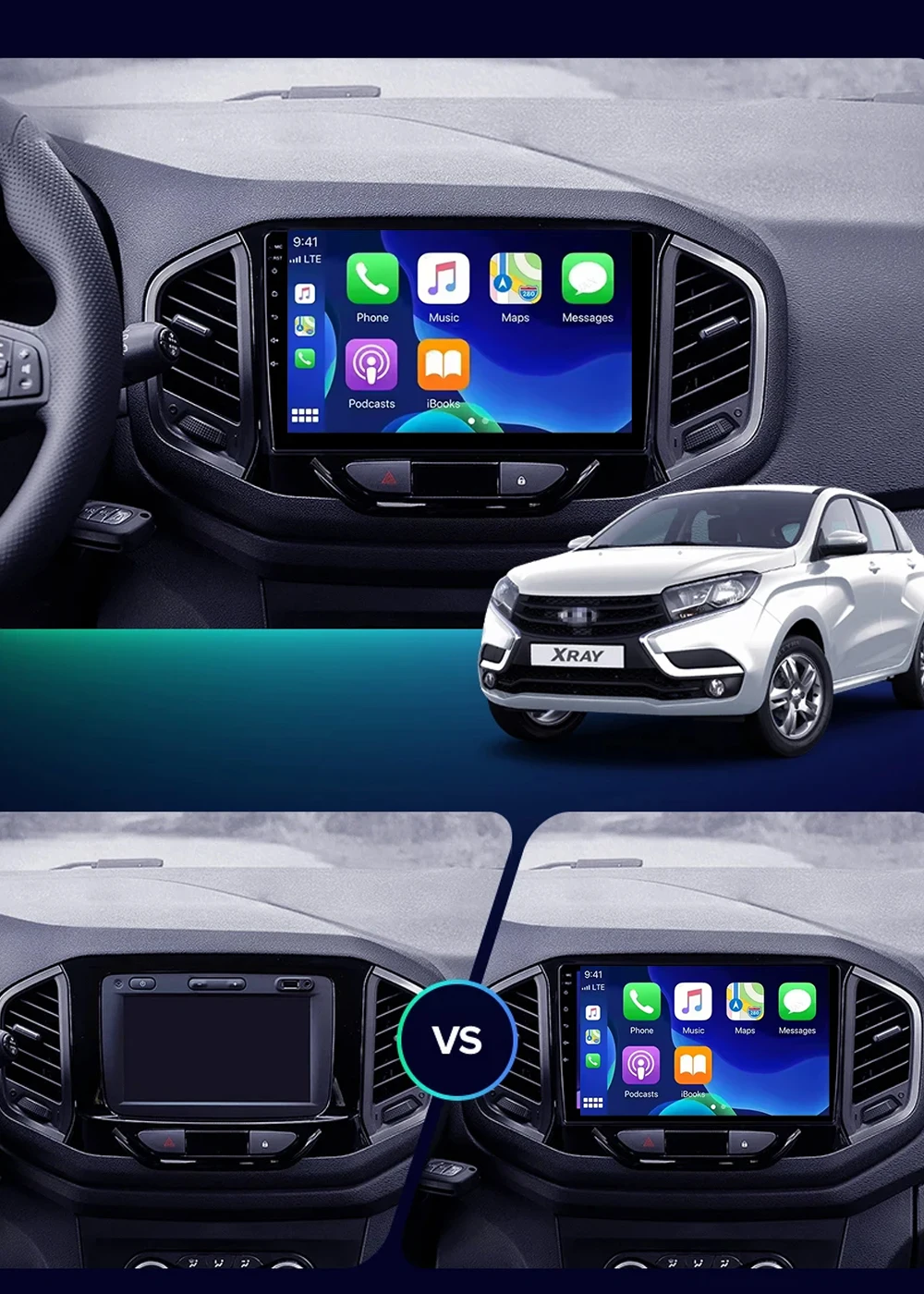 Android 16 Carplay Android Auto Car Radio Multimedia Video Player Navigation HeadUnit For LADA Xray X Ray 2015 - 2019