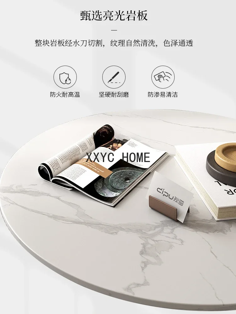 Italian Minimalist Stone Plate Coffee Table TV Cabinet Combination Simple Home round Light Luxury Coffee Table