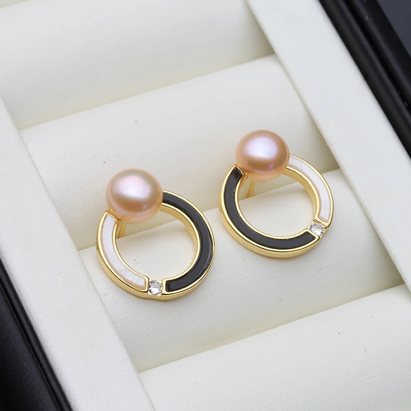 Gold Plated Freshwater Pearls Earrings For Women,925 Silver Pin Real Pearl Stud Earrings Korean Earrings