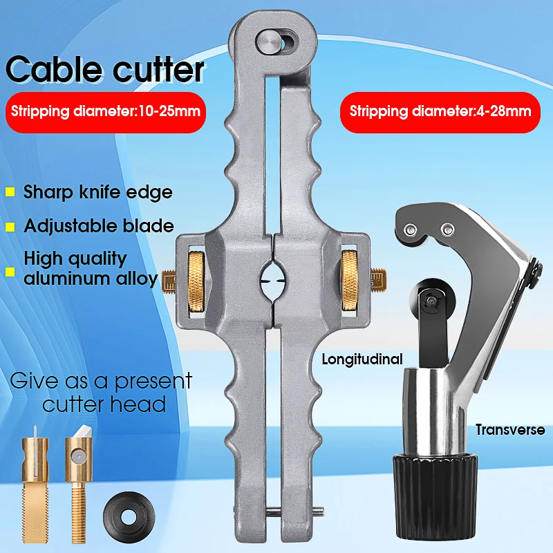 Longitudinal Opening Knife Longitudinal Sheath Cable Slitter Fiber Optical Cable Stripper 10mm-25mm/4mm-28mm Cable Stripper